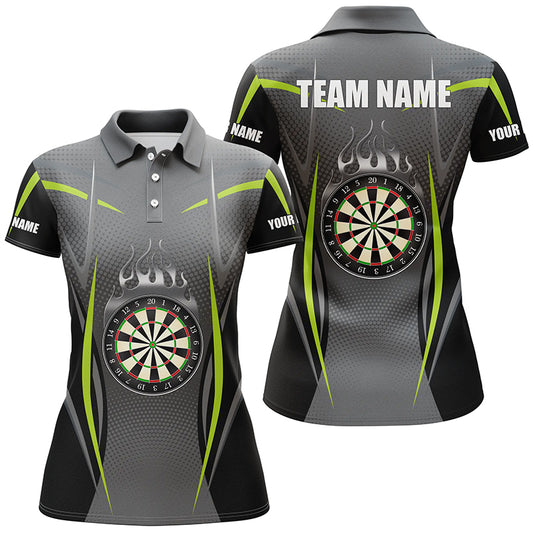 Green Grey Sports Style Womens Darts Polo Shirt Custom Darts Shirt For Women Dart Jerseys LDT1383
