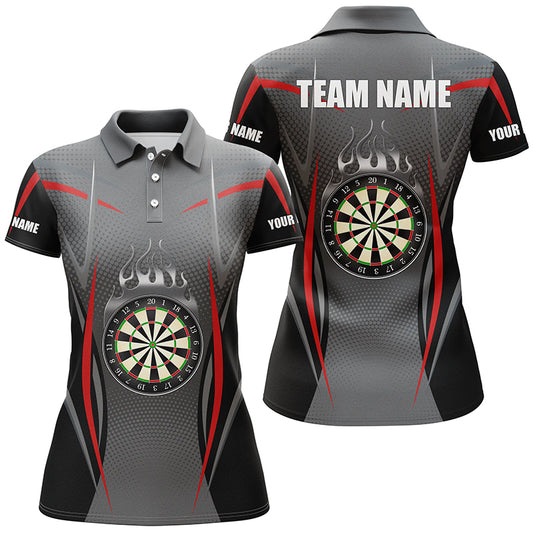 Red Grey Sports Style Womens Darts Polo Shirt Custom Darts Shirt For Women Dart Jerseys LDT1384