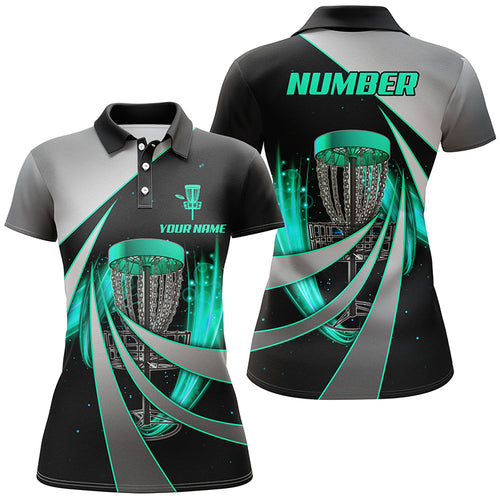 Green Black Personalized Disc Golf Polos Custom Disc Golf Basket Shirts For Women Golf Gifts LDT1401