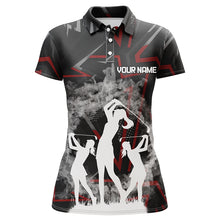 Load image into Gallery viewer, Golfers On Art Pattern Womens Polo Shirts, Custom Smoke Digital Theme Golf Shirts For Women LDT0194