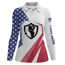 Load image into Gallery viewer, American Flag Womens Golf Polos Personalized Us Flag Golf Tops For Women Patriotic Golf Gifts LDT0208