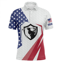 Load image into Gallery viewer, American Flag Mens Golf Polo Shirts, Personalized Us Flag Golf Shirts For Men, Patriotic Golf Gifts LDT0208