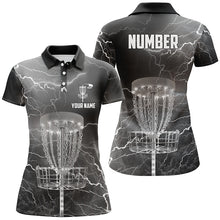 Load image into Gallery viewer, Thunder Lightning Black Grey Disc Golf Polo Shirts Customized Disc Golf Shirts For Women LDT0486
