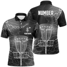 Load image into Gallery viewer, Thunder Lightning Black Grey Mens Disc Golf Polo Shirts Customized Disc Golf Shirts For Men LDT0486
