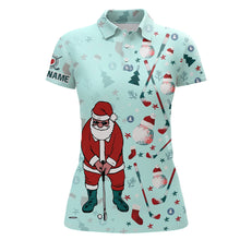 Load image into Gallery viewer, Christmas Golf Pattern Mint Womens Polo Shirt Santa Play Golf Tops For Women Xmas Golf Gifts LDT1025