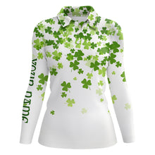 Load image into Gallery viewer, 3D Green Clover St Patrick Day Womens Golf Polo Shirt Personalized Cool Golf Tops For Women LDT1017