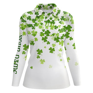 3D Green Clover St Patrick Day Womens Golf Polo Shirt Personalized Cool Golf Tops For Women LDT1017