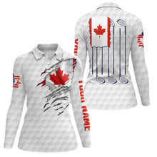 Load image into Gallery viewer, 3D Canada Flag Golf Pattern Polo Shirt Red Maple Leaf Golf Tops For Women Patriotic Golf Gift LDT0494