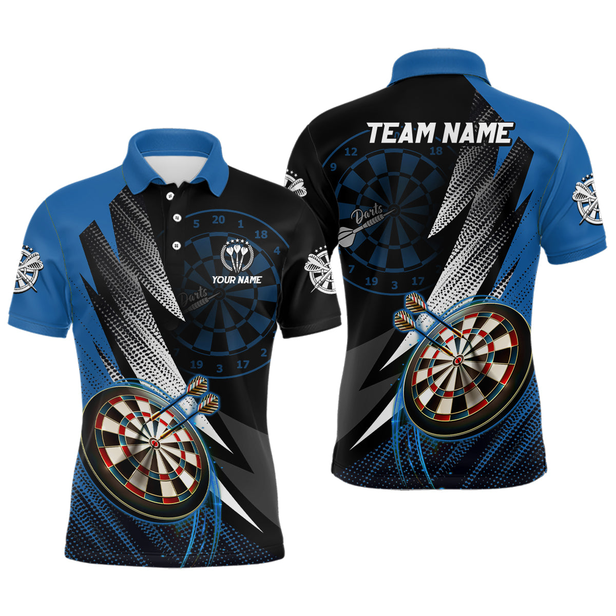 Personalized Black Blue Mens Darts Polo Shirt Custom Cool Dart Shirt For Men Team Jersey LDT1217