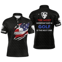 Load image into Gallery viewer, Patriotic American Flag Golf Polo Shirts Custom Name Skull Golf Shirts For Men, Golfing Gifts LDT0235