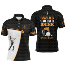 Load image into Gallery viewer, Swing Swear Drink And Repeat Black Mens Golf Polo Shirt Custom Beer Golf Shirts For Men Golf Gifts LDT1052