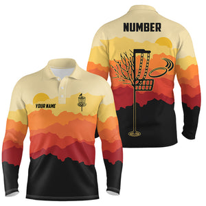 Sunset Pattern Mens Golf Polo Shirts, Custom Golf Shirt Disc Golf Shirts For Mens, Golf Gifts LDT0054