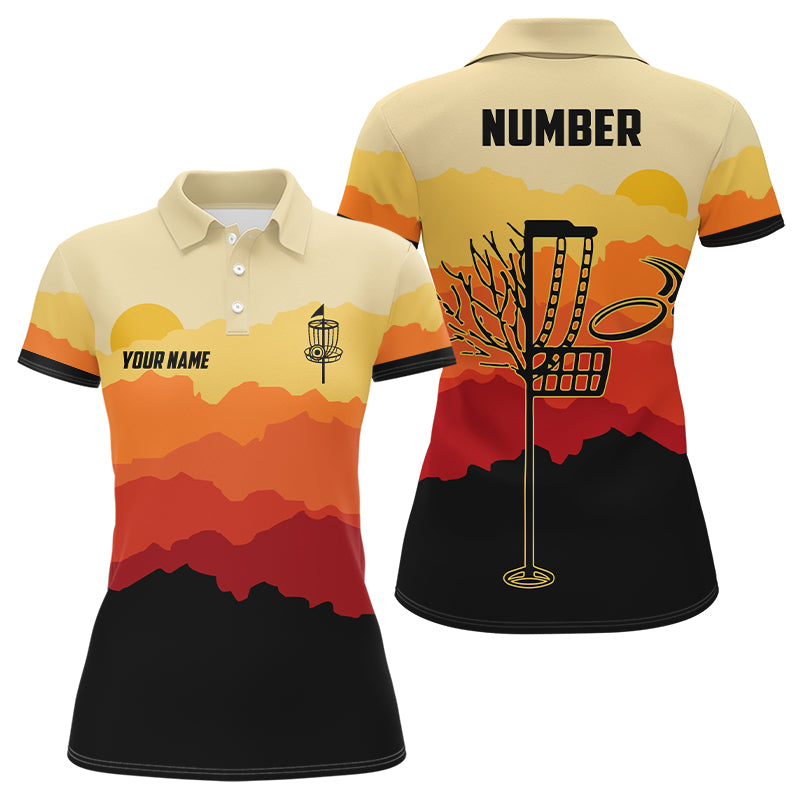 Sunset Pattern Womens Golf Polo Shirts, Custom Golf Shirt Disc Golf Shirts For Women, Golf Gifts LDT0054