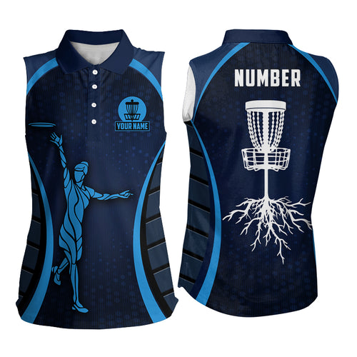 Navy Womens Sleeveless Golf Shirts, Custom Cool Golf Shirts Disc Golf Shirts For Women, Golf Gifts LDT0058