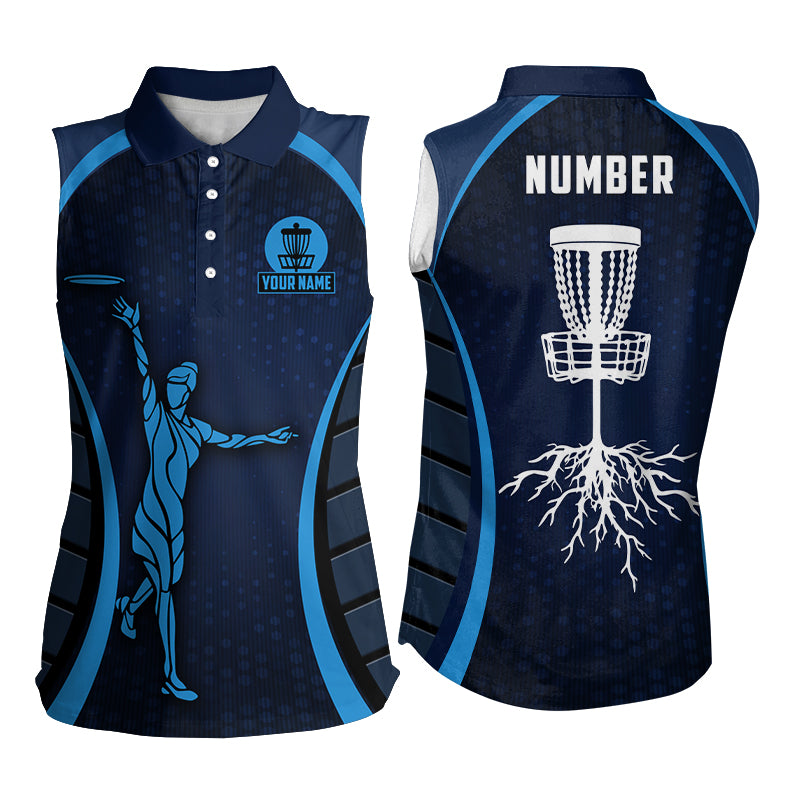 Navy Womens Sleeveless Golf Shirts, Custom Cool Golf Shirts Disc Golf Shirts For Women, Golf Gifts LDT0058