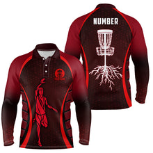 Load image into Gallery viewer, Mens Red Golf Polo Shirts, Custom Cool Golf Shirts Disc Golf Shirts For Men, Cool Golf Gifts LDT0059