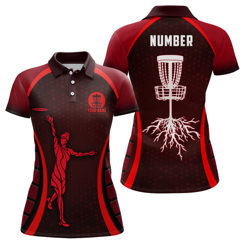 Womens Red Golf Polo Shirts, Custom Cool Golf Shirts Disc Golf Shirts For Women, Cool Golf Gifts LDT0059