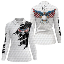 Load image into Gallery viewer, Ripped American Flag Golf Polos Custom Us Eagle Golf Shirts For Women Patriotic Golf Gifts LDT0253