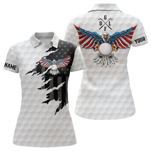 Ripped American Flag Golf Polos Custom Us Eagle Golf Shirts For Women Patriotic Golf Gifts LDT0253