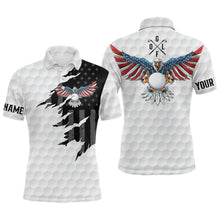 Load image into Gallery viewer, Ripped American Flag Golf Polos Custom Us Eagle Golf Shirts For Men, Patriotic Golf Gifts LDT0253