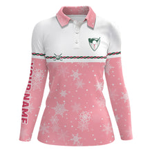 Load image into Gallery viewer, Snowflakes Pink Christmas Womens Golf Polo Shirt Custom Cute Golf Gifts For Women Golf outfit LDT0866