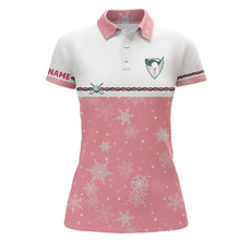 Load image into Gallery viewer, Snowflakes Pink Christmas Womens Golf Polo Shirt Custom Cute Golf Gifts For Women Golf outfit LDT0866