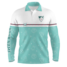 Load image into Gallery viewer, Turquoise Christmas Golf Mens Polo Shirt Custom Winter Pattern Golf Shirts For Men Xmas Golf gifts LDT0869