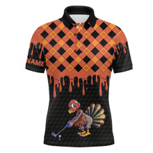 Load image into Gallery viewer, Golf Turkey Thanksgiving Golf Mens Polo Shirt Orange Pumpkin Custom Golf Shirts For Men Golf Gifts LDT0873