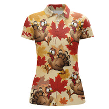 Load image into Gallery viewer, Turkey Thanksgiving Golf Polo Shirt Fall Maple Leaves Custom Golf Shirts For Women Golf Gifts LDT0876