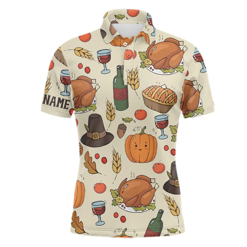 Turkey Thanksgiving Golf Men Polo Shirt Autumn Seamless Custom Golf Shirts For Men Golf Gifts LDT0880