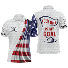 Load image into Gallery viewer, Your Hole Is My Goal Mens Golf Polo Shirt Custom American Flag Patriotic Golf Tops For Men Golf Gifts LDT1072