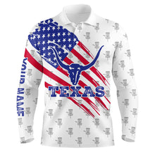 Load image into Gallery viewer, Texas Flag Longhorn Disc Golf Polo Shirts Custom Patriotic Golf Shirts For Men Golf Gifts LDT0267