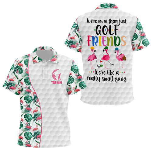 Personalized Flamingo Golf Polo Shirts, Green Tropical Unisex Golf Shirts For Kid Golfing Gifts LDT0264