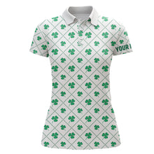 Load image into Gallery viewer, Green Clover On Checkered Pattern Patrick Day Golf Shirts Custom Name Golf Gifts For Women LDT1268