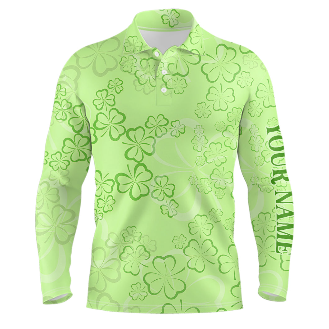 St Patrick Day Mens Golf Polo Shirts Shamrock Leaves Custom Golf Shirts For Men Golfing Gifts LDT1260