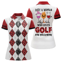 Load image into Gallery viewer, Leopard Argyle Womens Golf Polo Shirt, Halloween Golf Shirts For Ladies, Golf And Hallowine LDT0076