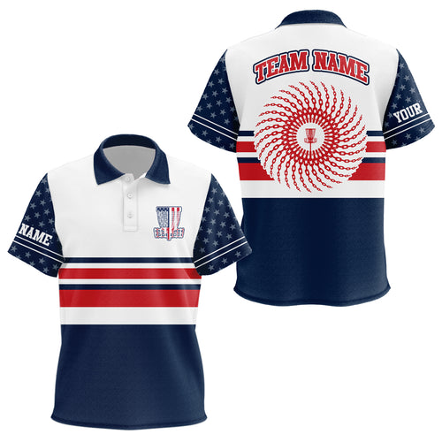 Disc Golf American Flag Kids Polo Shirt Personalized Patriotic Disc Golf Shirts For Kid LDT0595