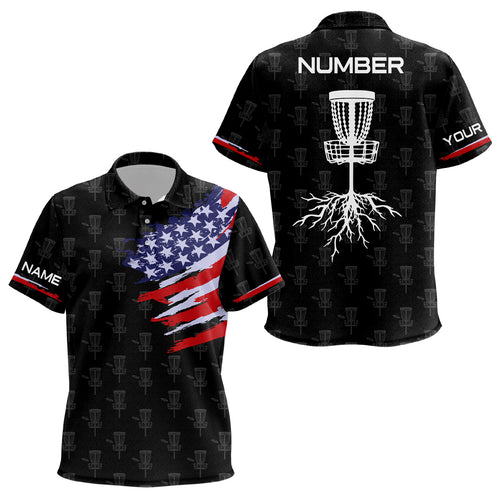 Kids Disc Golf Pattern American Flag Basket Tree Custom Patriotic Unisex Disc Golf Shirts For Kid LDT0285