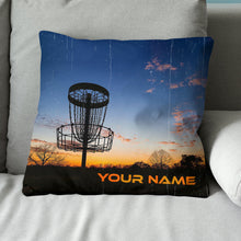Load image into Gallery viewer, Sunset Disc Golf Basket Custom Name Pillow Personalized Disc Golf Gifts LDT1109