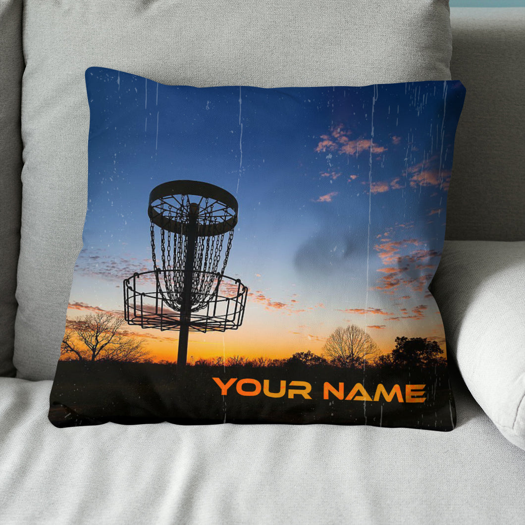 Sunset Disc Golf Basket Custom Name Pillow Personalized Disc Golf Gifts LDT1109