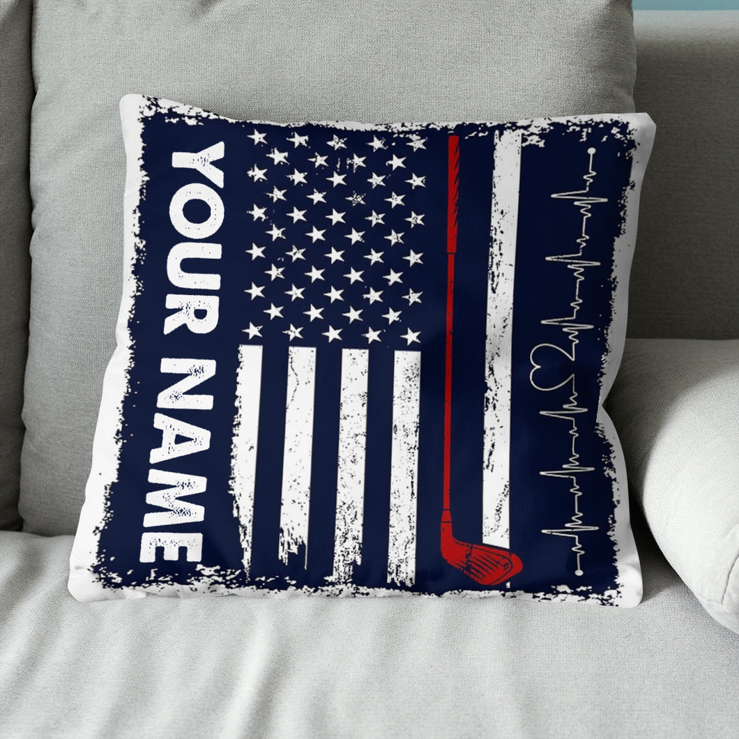 Heartbeat Retro American Flag Golf Pillow Customized Patriotic Golf Gift LDT1112