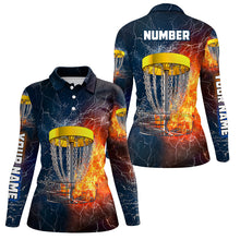 Load image into Gallery viewer, Fire And Water Womens Disc Golf Polo Shirt, Lightning Disc Golf Shirts For Women, Disc Golf Gifts LDT0082