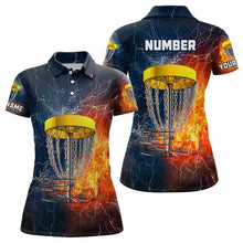 Load image into Gallery viewer, Fire And Water Womens Disc Golf Polo Shirt, Lightning Disc Golf Shirts For Women, Disc Golf Gifts LDT0082