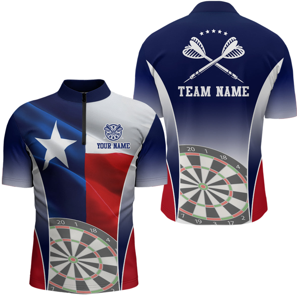 Mens 3D Texas Flag Patriotic Darts Quarter Zip Shirts Personalized Dart Jersey For Men LDT0321