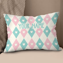 Load image into Gallery viewer, Argyle Pattern With Hearts Custom Cute Throw Pillow Personalized Gifts LDT1126