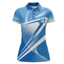 Load image into Gallery viewer, White Blue Custom Name Womens Golf Polo Shirts Personalized Golf Shirts For Women Golf Gifts LDT1320