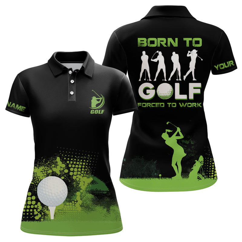 Grunge Graphic Womens Golf Polo Shirt, Green Wet Paint Black Golf Shirts For Women, Best Golf Gifts LDT0094