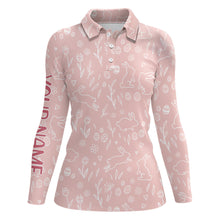 Load image into Gallery viewer, Pink Cute Easter Eggs &amp; Bunnies Womens Golf Polo Shirt Custom Easter Day Golf Tops For Women LDT1335