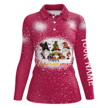 Load image into Gallery viewer, Happy Hallothanksmas Christmas Santa Womens Golf Polo Shirt Custom Funny Golf Tops For Women LDT0674