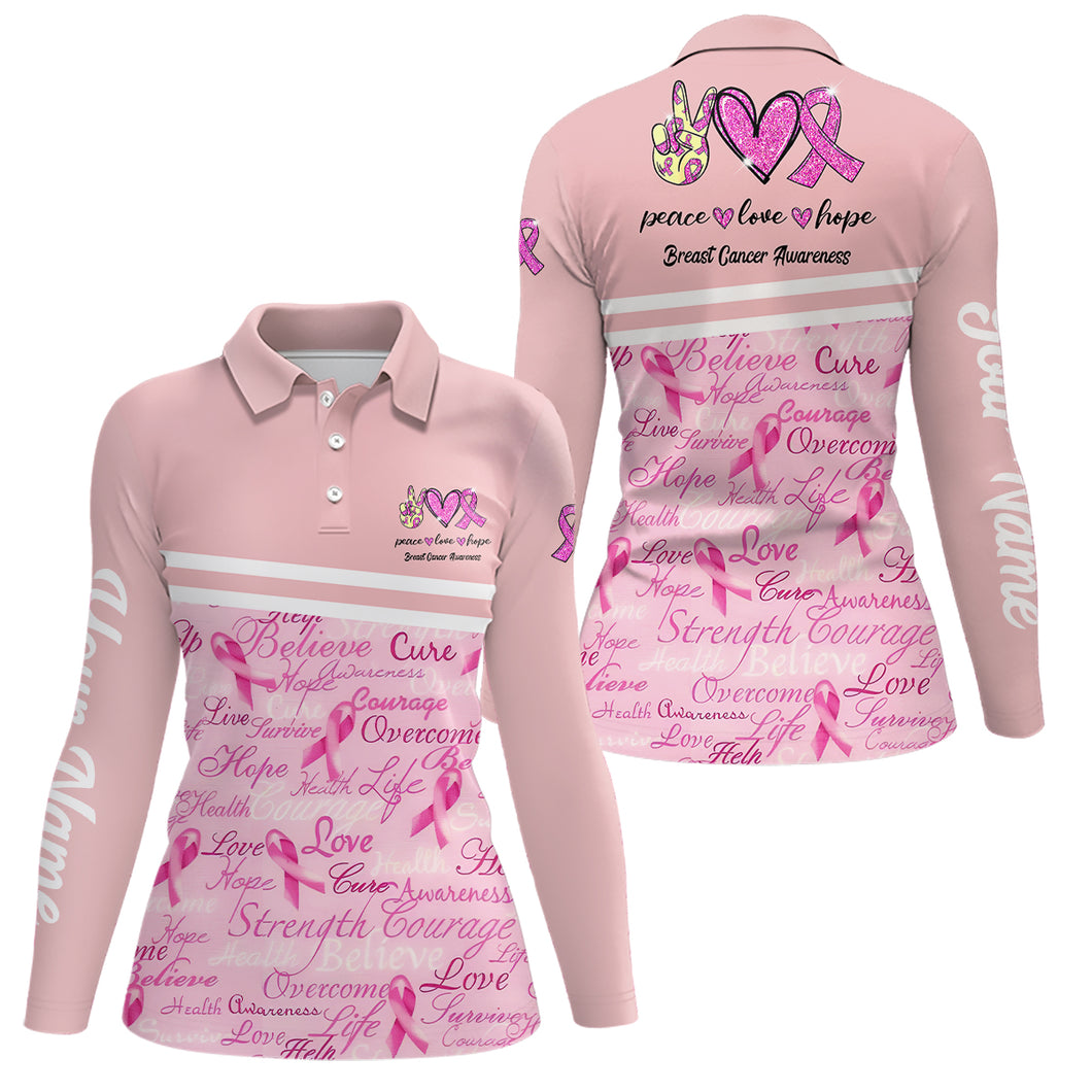 Breast Cancer Awareness Pink Golf Polo Shirt Custom Golf Shirts For Women Best Golf Gifts LDT0389